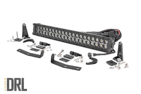 LED Light Kit | Bumper Mount | 20" Black Dual Row | Amber DRL | Nissan Titan XD (16-24)