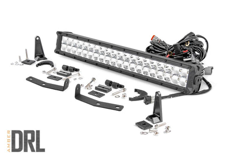 LED Light Kit | Bumper Mount | 20" Chrome Dual Row | Amber DRL | Nissan Titan XD (16-24)