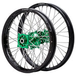 Dubya Edge Complete Front/Rear Wheel Set 1.60 x 21 / 2.15 x 19 Black Rim/Green Hub  slight blemish