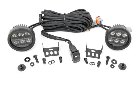 LED Light Kit | Ditch Mount | 3.5" Black Round Pair | Amber DRL | Ford Bronco (21-25)